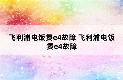 飞利浦电饭煲e4故障 飞利浦电饭煲e4故障